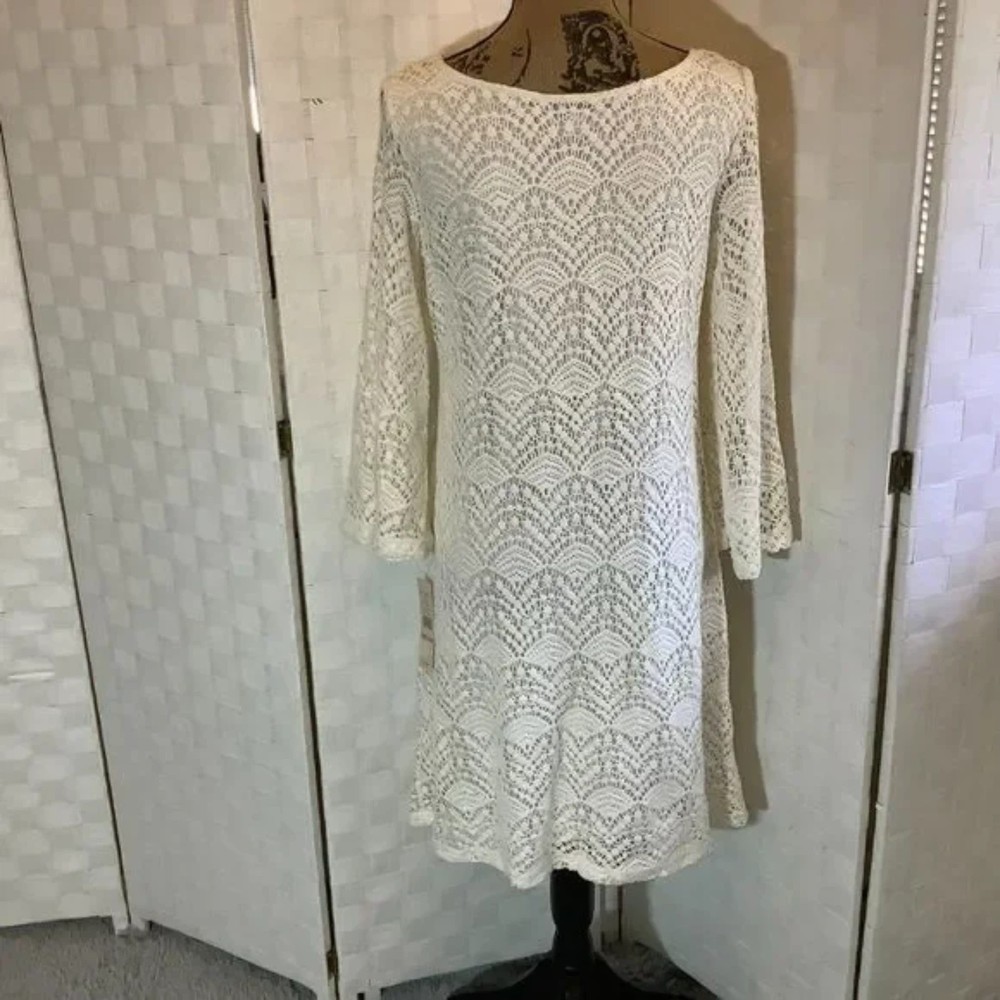 Nwt Sharagano Ivory Crochet Lace Dress size 12